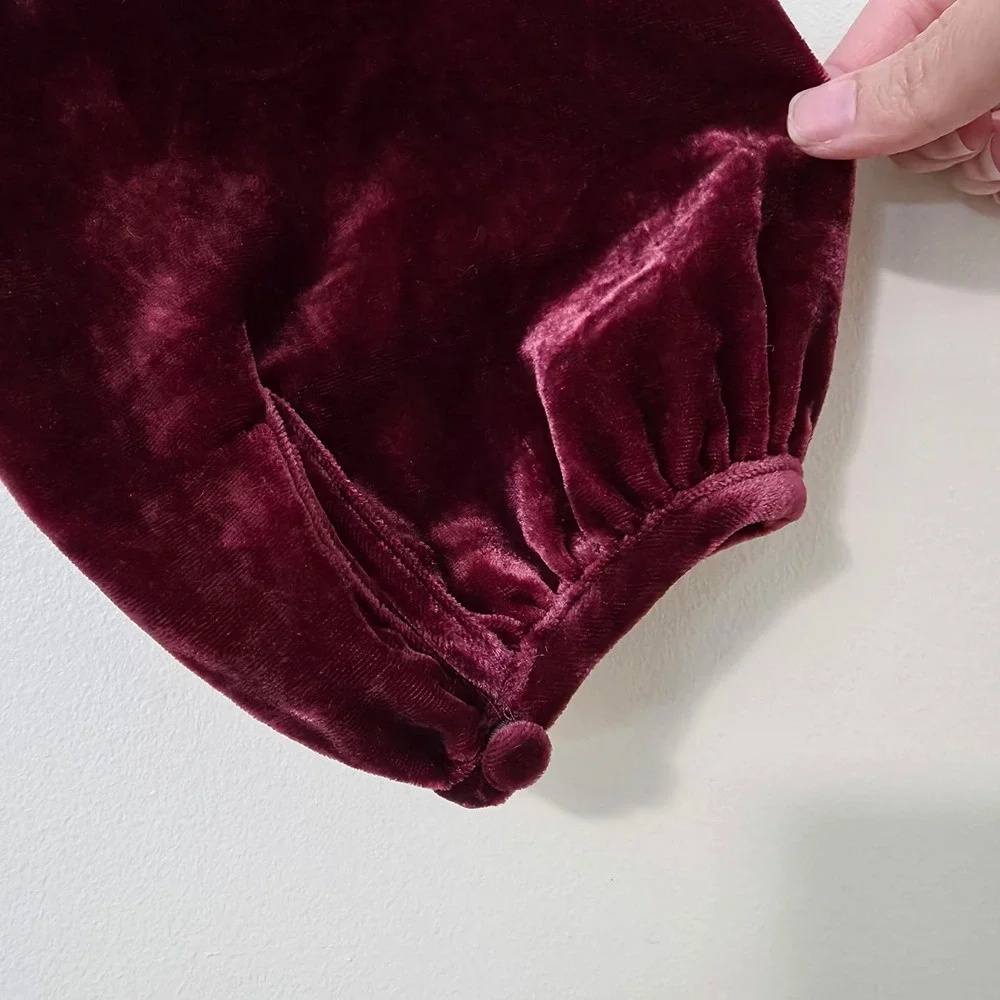J Crew Velvet Faux Wrap Top Sz 10 Puff Sleeve Whimsigoth Office Blouse